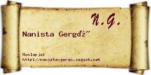 Nanista Gergő névjegykártya